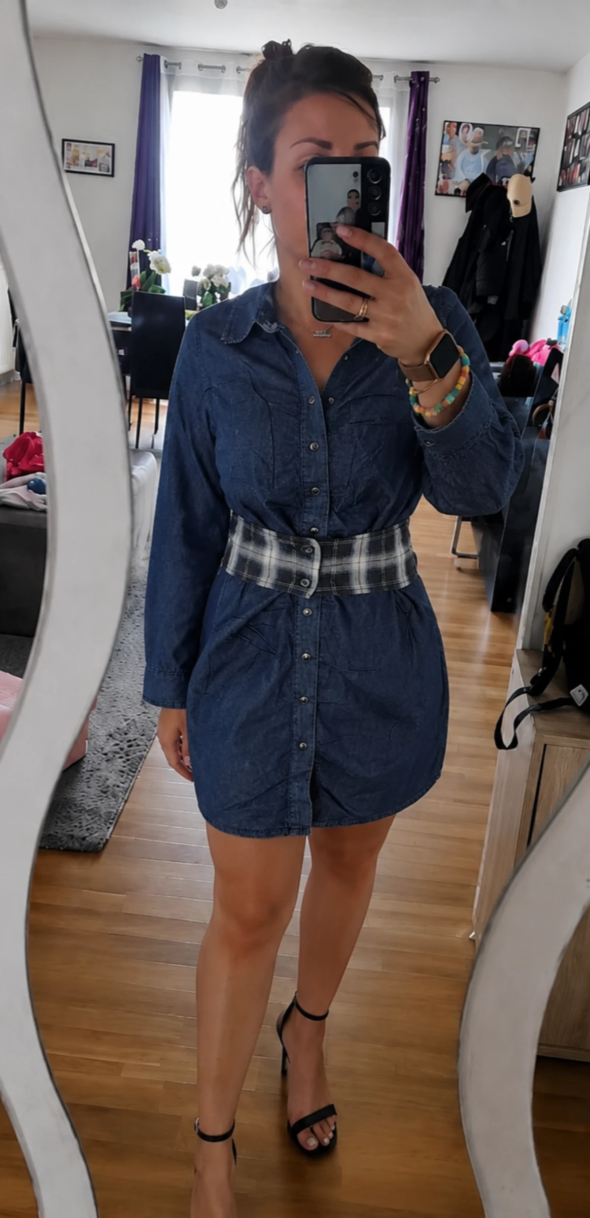 Robe chemise en jean fluide denim tendance ●Taille S●🌸 Neuf avec étiquette